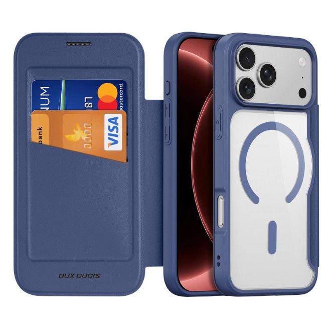 Dux Ducis - iPhone 18 Pro Max / 17 Pro Max Hülle - Leder Bookcover mit Standfunktion - Skin X Pro Series - blau