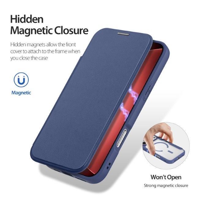 Dux Ducis - iPhone 18 Pro Max / 17 Pro Max Hülle - Leder Bookcover mit Standfunktion - Skin X Pro Series - blau