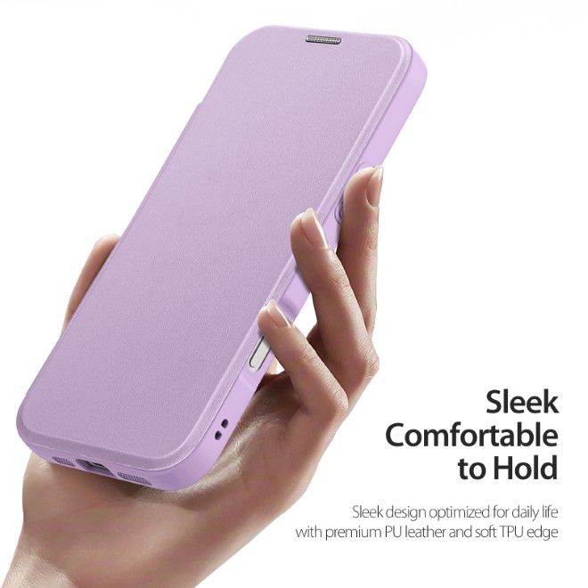 Dux Ducis - iPhone 18 Pro Max / 17 Pro Max Hülle - Leder Bookcover mit Standfunktion - Skin X Pro Series - purpur