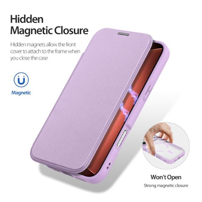 Dux Ducis - iPhone 18 Pro Max / 17 Pro Max Hülle - Leder Bookcover mit Standfunktion - Skin X Pro Series - purpur