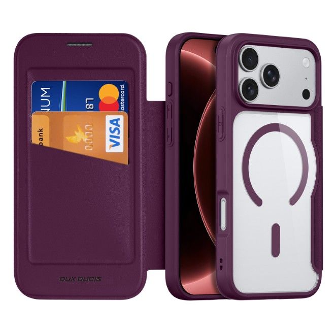 Dux Ducis - iPhone 18 Pro Max / 17 Pro Max Hülle - Leder Bookcover mit Standfunktion - Skin X Pro Series - violett