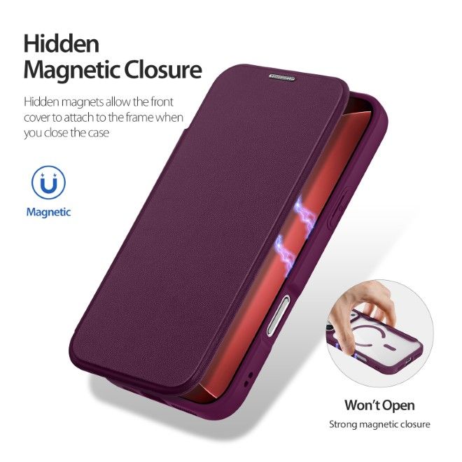Dux Ducis - iPhone 18 Pro Max / 17 Pro Max Hülle - Leder Bookcover mit Standfunktion - Skin X Pro Series - violett