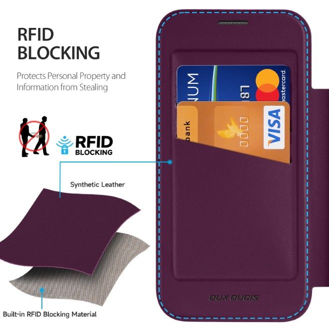 Dux Ducis - iPhone 18 Pro Max / 17 Pro Max Hülle - Leder Bookcover mit Standfunktion - Skin X Pro Series - violett
