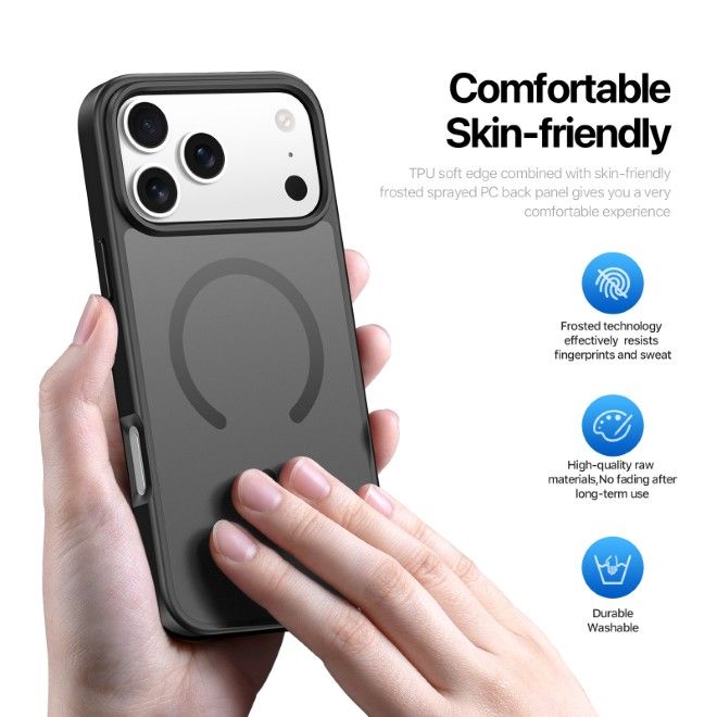 Dux Ducis - iPhone 18 Pro Max / 17 Pro Max Hülle - TPU und PC Hardcase - MagSafe kompatibel - Yind Open Ring Series - schwarz