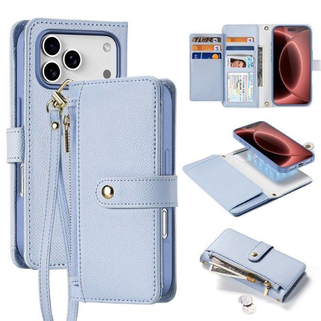 Dux Ducis - iPhone 18 Pro / 17 Pro Hülle - Kunstleder Bookcover - MagSafe kompatibel - Lawa Series - hellblau