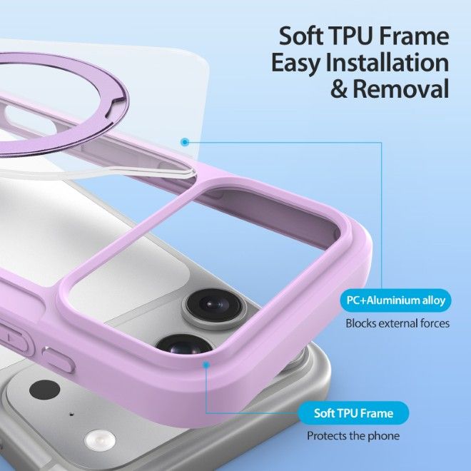Dux Ducis - iPhone 18 Pro / 17 Pro Hülle - Leder Bookcover mit Ring Standfunktion - Skin X Pro 360° Ring Stand Series - purpur