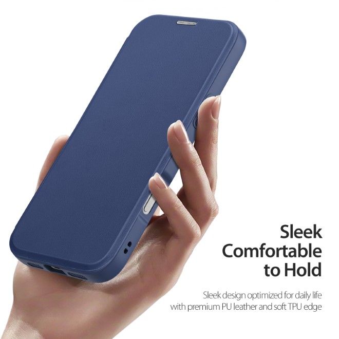 Dux Ducis - iPhone 18 Pro / 17 Pro Hülle - Leder Bookcover mit Standfunktion - Skin X Pro Series - blau