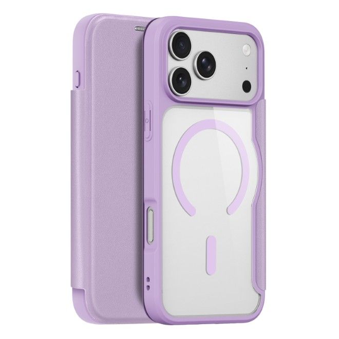 Dux Ducis - iPhone 18 Pro / 17 Pro Hülle - Leder Bookcover mit Standfunktion - Skin X Pro Series - purpur