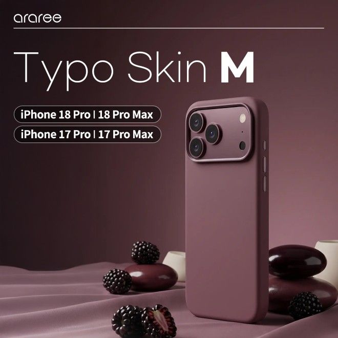 Araree - iPhone 18 Pro Max / 17 Pro Max Hülle - Silikon Softcase - MagSafe kompatibel - Typo Skin M Series - schwarz