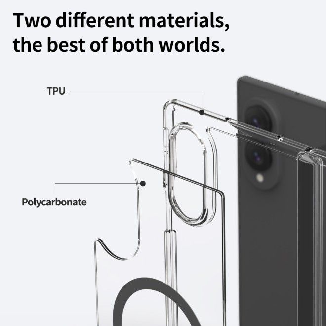 Araree - Samsung Galaxy Z Fold8 Hülle - Case aus TPU und PC - mit MagSafe und Standfunktion - Duple 360 M Stand Series - transparent/schwarz