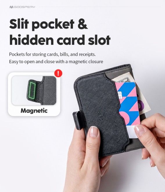 Goospery - iPhone Duo Hülle - Bookcover - Premium Wallet Diary Series - schwarz