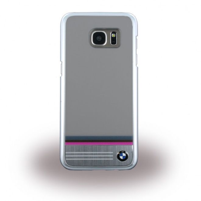 Samsung Galaxy S7 Edge BMW Aluminium Plate Stripe Series Hart Plastik Case Hülle - grau