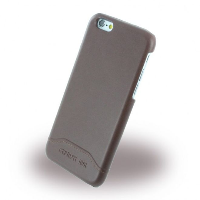 Cerruti 1881 - iPhone 6/6S Echtleder Hardcase Hülle - Smooth Split Leather - (CEHCP6SLBR) - braun