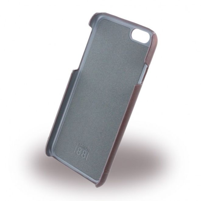 Cerruti 1881 - iPhone 6/6S Echtleder Hardcase Hülle - Smooth Split Leather - (CEHCP6SLBR) - braun