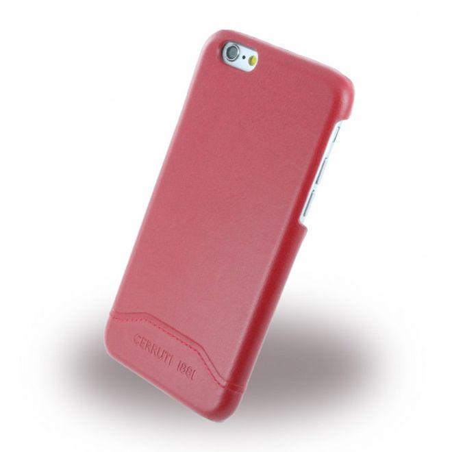 Cerruti 1881 - iPhone 6/6S Echtleder Hardcase Hülle - Smooth Split Leather - (CEHCP6SLRE) - rot