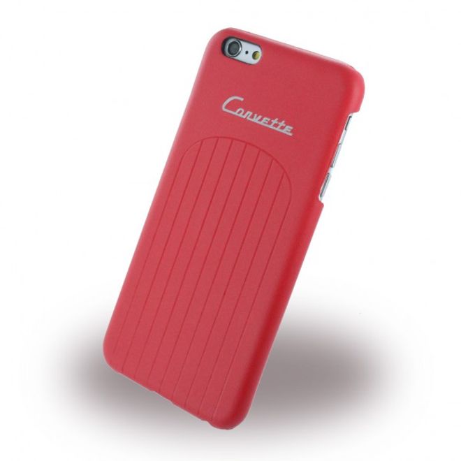 iPhone 6/6S Corvette C1 Club Hart Plastik Case Hülle mit Lederüberzug - rot