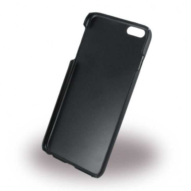 iPhone 6 Plus/6S Plus C1 Club Hart Plastik Case Hülle mit Lederüberzug - schwarz