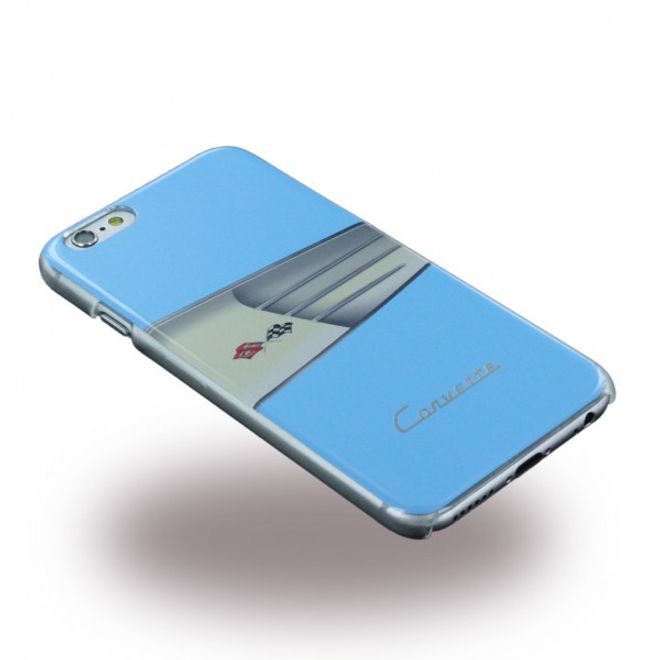 iPhone 6 Plus/6S Plus C1 Classic Hart Plastik Case Hülle mit Lederüberzug - hellblau