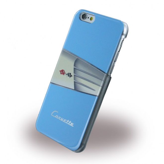 iPhone 6 Plus/6S Plus C1 Classic Hart Plastik Case Hülle mit Lederüberzug - hellblau