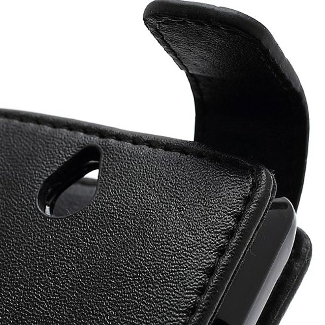 Sony Xperia E Dual Leder Flip Case vertikal - schwarz