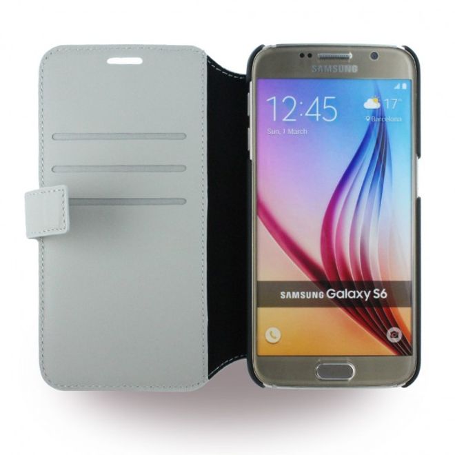 Samsung Galaxy S6 Mercedes Pure Line Gelochte Leder Tasche - grau