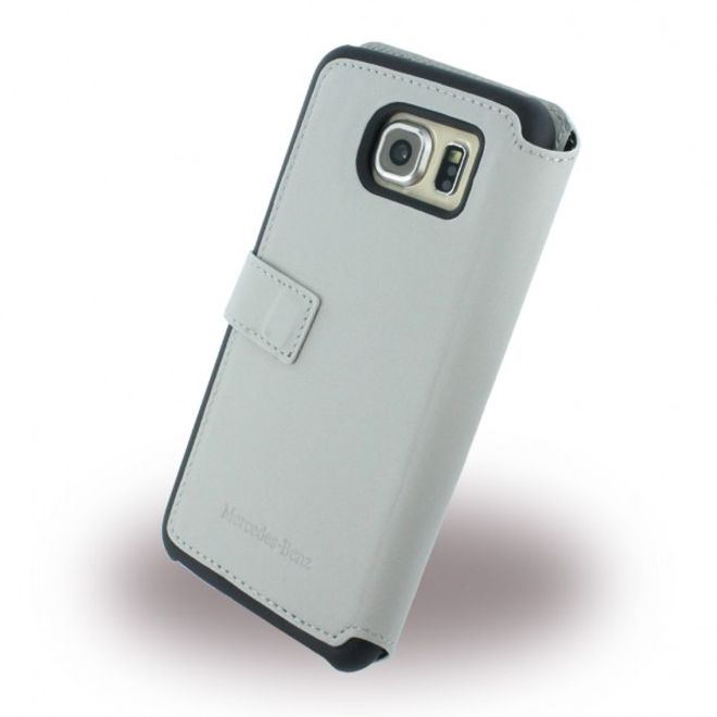 Samsung Galaxy S6 Mercedes Pure Line Gelochte Leder Tasche - grau