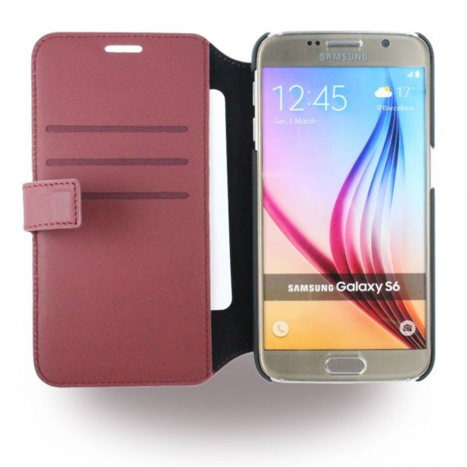 Samsung Galaxy S6 Mercedes Pure Line Gelochte Leder Tasche - rot