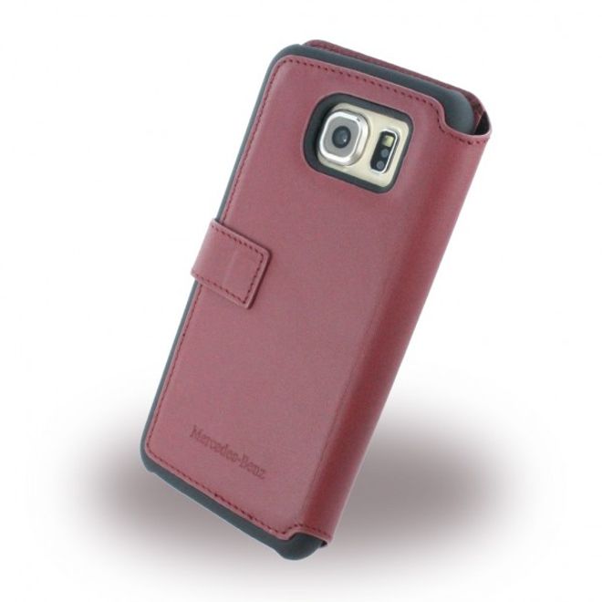 Samsung Galaxy S6 Mercedes Pure Line Gelochte Leder Tasche - rot