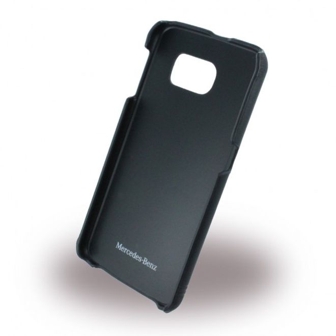 Samsung Galaxy S6 Mercedes Pure Line Front Grill Hart Plastik Case Hülle mit Lederüberzug - schwarz