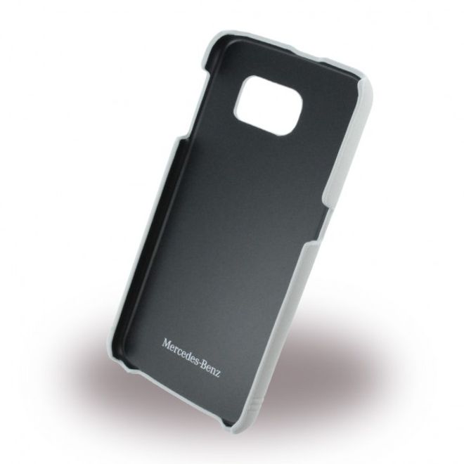 Samsung Galaxy S6 Mercedes Pure Line Front Grill Hart Plastik Case Hülle mit Lederüberzug - weiss