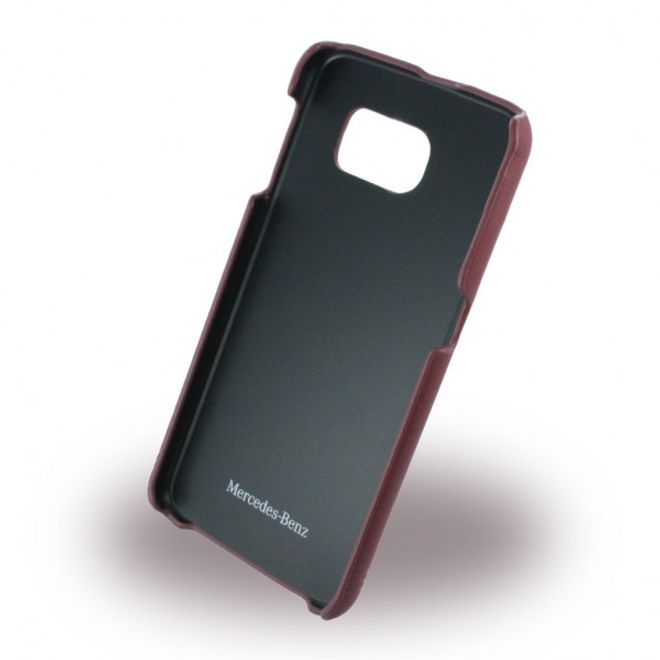 Samsung Galaxy S6 Mercedes Pure Line Front Grill Hart Plastik Case Hülle mit Lederüberzug - rot