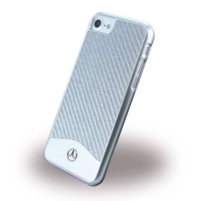 Mercedes - iPhone SE (2022) / SE (2020) / 8 / 7 Handyhülle - Case aus Aluminium - Wave V Carbon - MEHCP7CACSI - silber