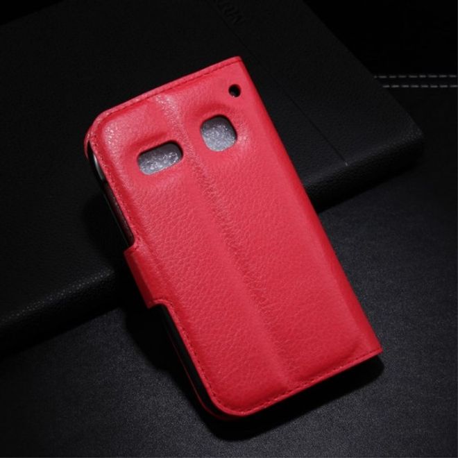 Alcatel One Touch Pop C3 Elegante Leder Case Hülle mit Standfunktion und Litchitextur - rot
