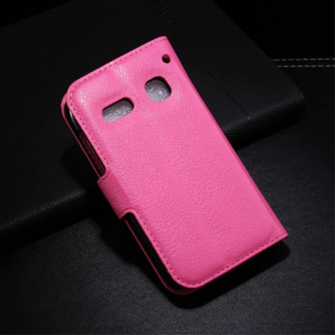Alcatel One Touch Pop C3 Elegante Leder Case Hülle mit Standfunktion und Litchitextur - rosa