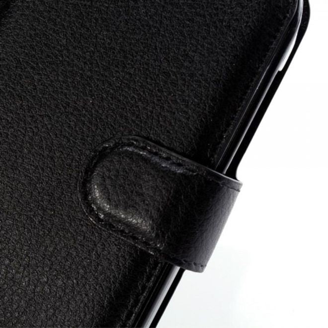 Alcatel One Touch Pop C3 Elegante Leder Case Hülle mit Standfunktion und Litchitextur - schwarz