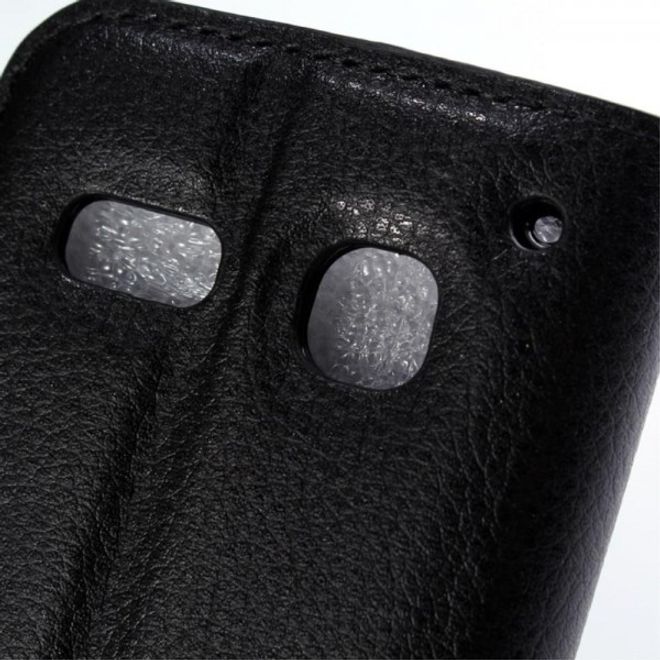 Alcatel One Touch Pop C3 Elegante Leder Case Hülle mit Standfunktion und Litchitextur - schwarz