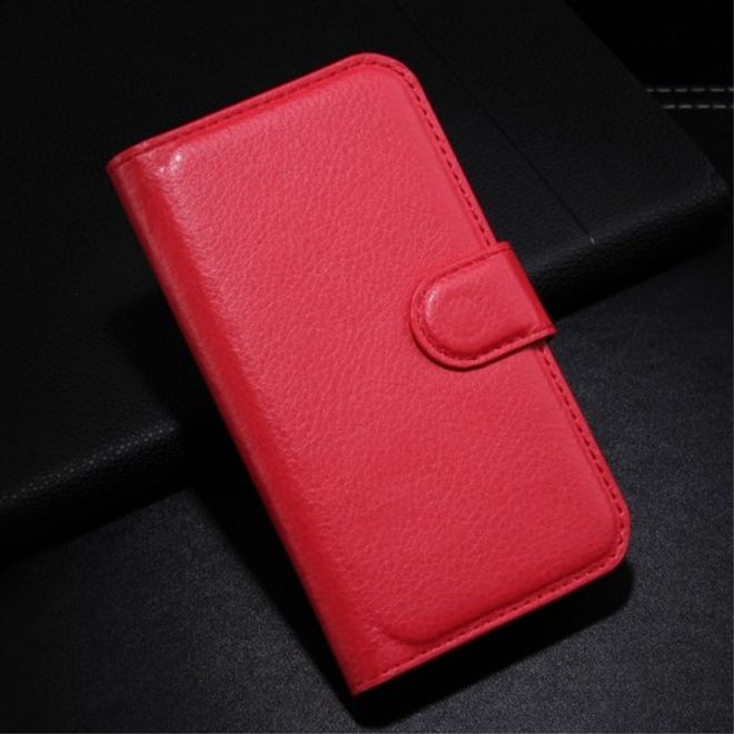 Alcatel One Touch Pop C3 Elegante Leder Case Hülle mit Standfunktion und Litchitextur - rot