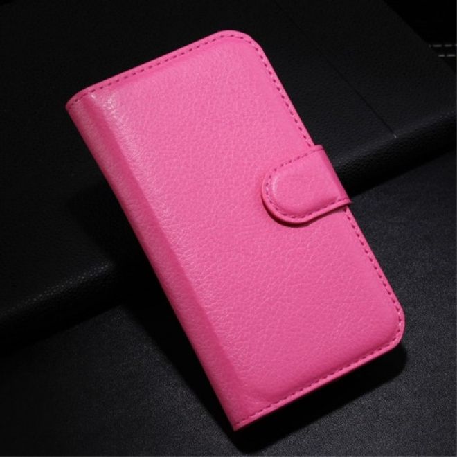 Alcatel One Touch Pop C3 Elegante Leder Case Hülle mit Standfunktion und Litchitextur - rosa