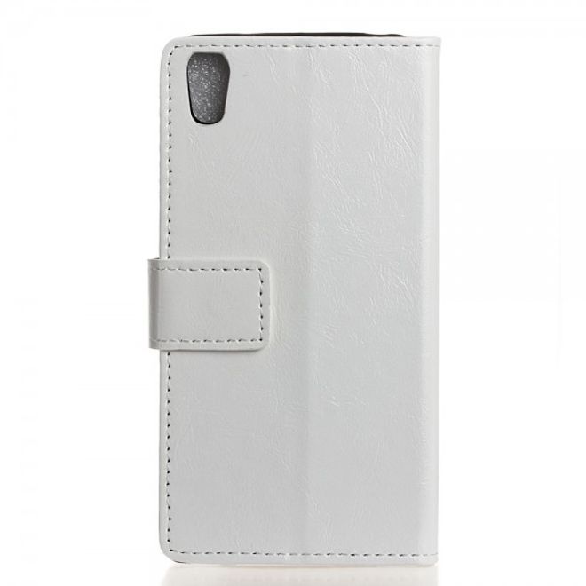 Alcatel OneTouch Idol 4 Schicke Crazy Horse Leder Case Hülle mit Standfunktion - weiss