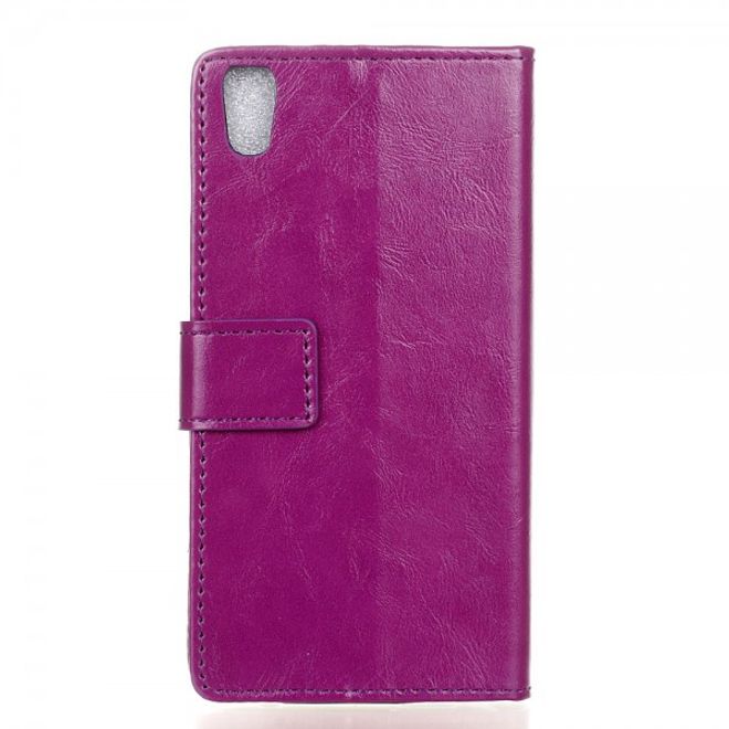 Alcatel OneTouch Idol 4 Schicke Crazy Horse Leder Case Hülle mit Standfunktion - purpur