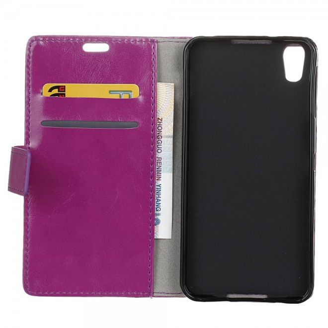 Alcatel OneTouch Idol 4 Schicke Crazy Horse Leder Case Hülle mit Standfunktion - purpur