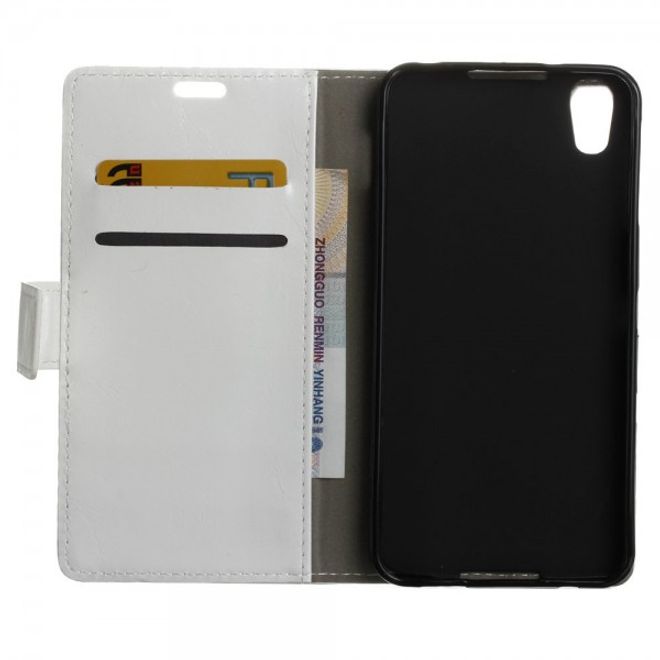 Alcatel OneTouch Idol 4 Schicke Crazy Horse Leder Case Hülle mit Standfunktion - weiss