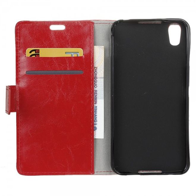 Alcatel OneTouch Idol 4 Schicke Crazy Horse Leder Case Hülle mit Standfunktion - rot