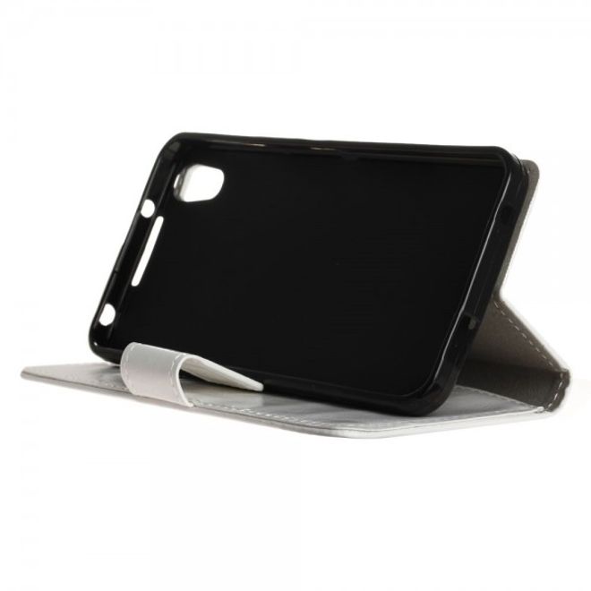 Alcatel OneTouch Idol 4 Schicke Crazy Horse Leder Case Hülle mit Standfunktion - weiss