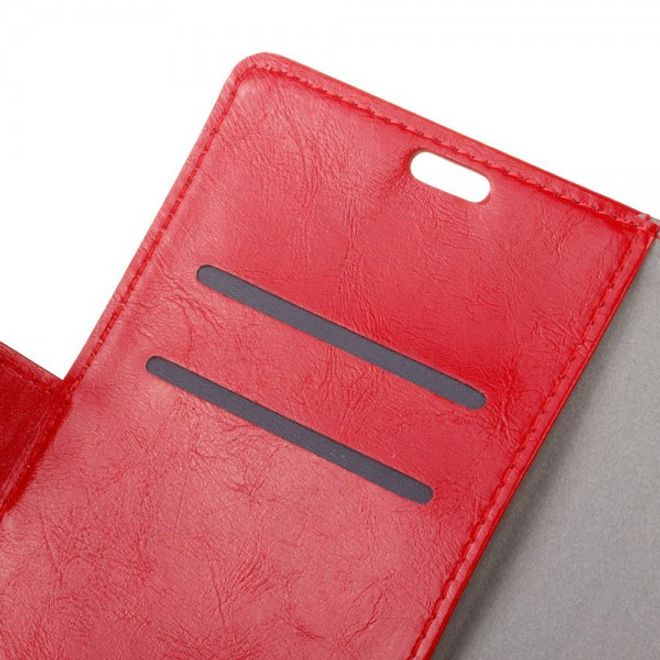 Alcatel OneTouch Idol 4 Schicke Crazy Horse Leder Case Hülle mit Standfunktion - rot
