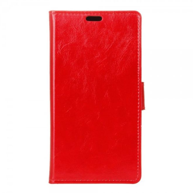Alcatel OneTouch Idol 4 Schicke Crazy Horse Leder Case Hülle mit Standfunktion - rot
