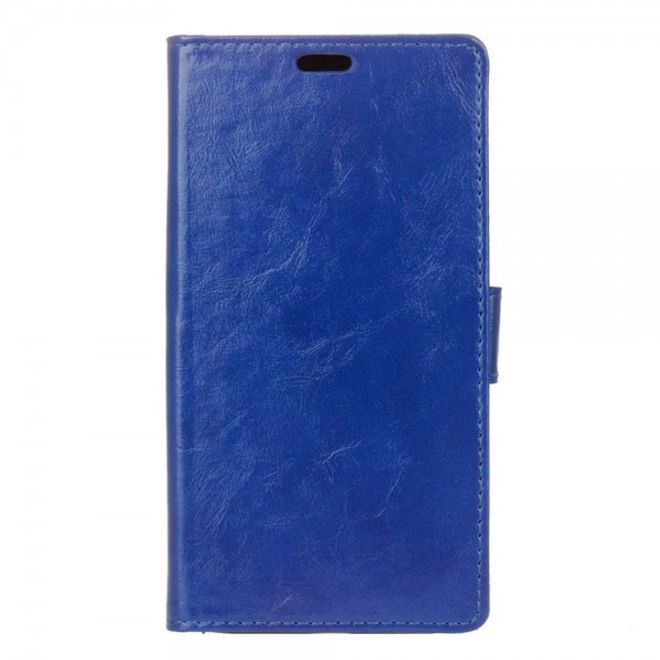 Alcatel OneTouch Idol 4 Schicke Crazy Horse Leder Case Hülle mit Standfunktion - blau