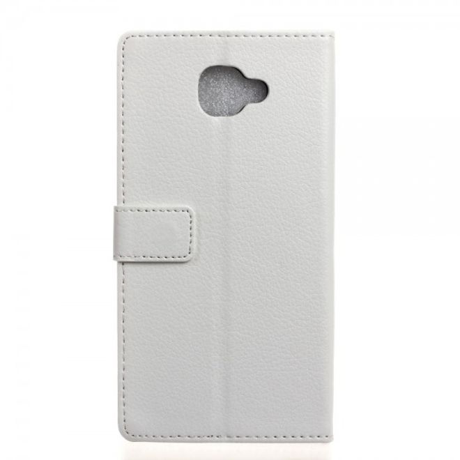 Alcatel OneTouch Idol 4S Klassische Leder Case Hülle mit Standfunktion - weiss