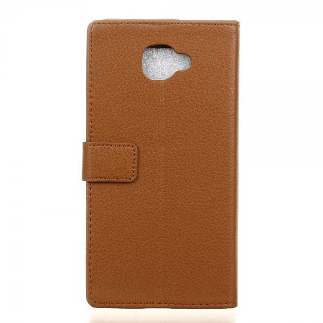 Alcatel OneTouch Idol 4S Klassische Leder Case Hülle mit Standfunktion - braun