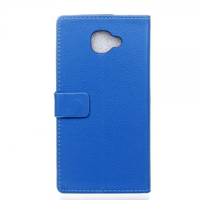 Alcatel OneTouch Idol 4S Klassische Leder Case Hülle mit Standfunktion - blau